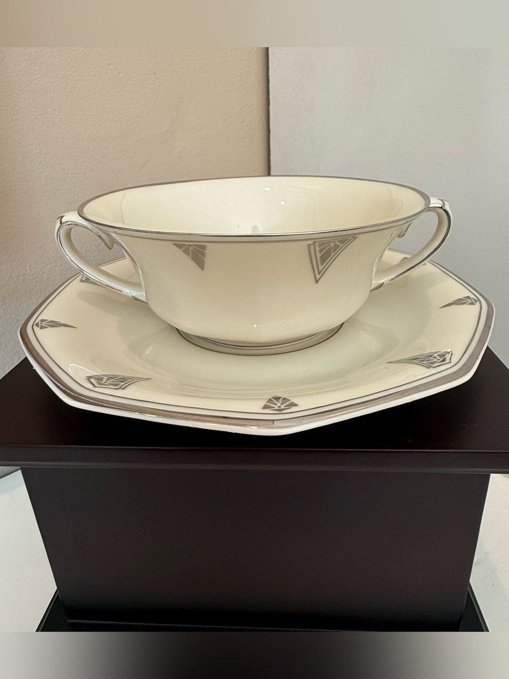 Community China Deauville Cream Soup Bowl & Underplate Bavaria Germany Art Deco